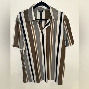 Express Striped Brown and Black Men's Shirt